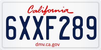 CA license plate 6XXF289