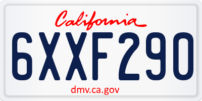 CA license plate 6XXF290