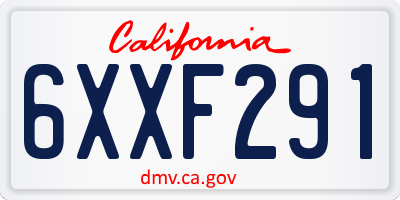 CA license plate 6XXF291