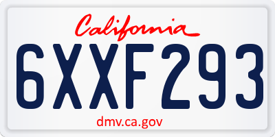 CA license plate 6XXF293