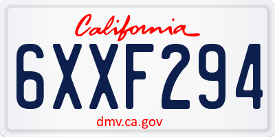 CA license plate 6XXF294
