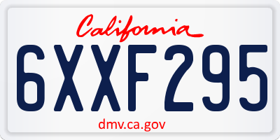 CA license plate 6XXF295