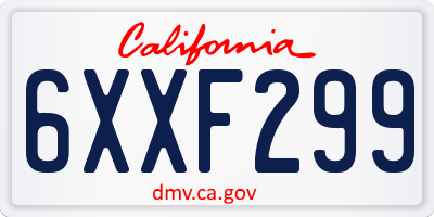 CA license plate 6XXF299