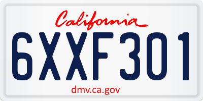 CA license plate 6XXF301