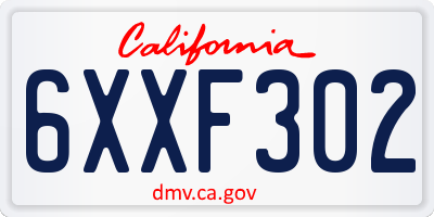CA license plate 6XXF302