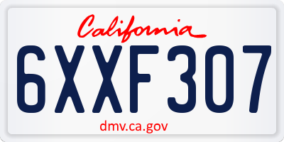 CA license plate 6XXF307
