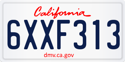 CA license plate 6XXF313