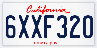 CA license plate 6XXF320
