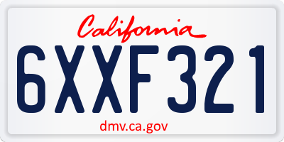 CA license plate 6XXF321