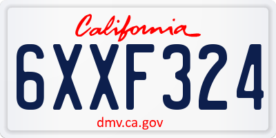 CA license plate 6XXF324