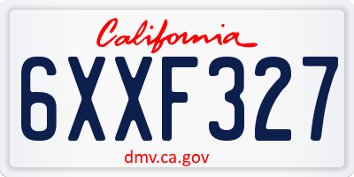 CA license plate 6XXF327