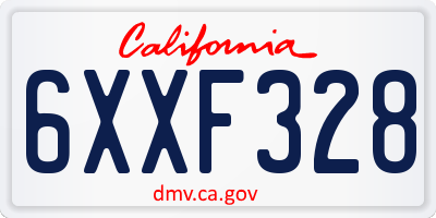 CA license plate 6XXF328