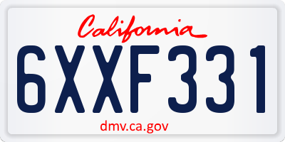 CA license plate 6XXF331