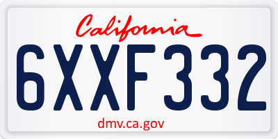 CA license plate 6XXF332