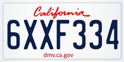 CA license plate 6XXF334