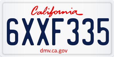 CA license plate 6XXF335