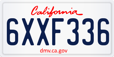 CA license plate 6XXF336
