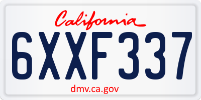 CA license plate 6XXF337