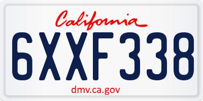 CA license plate 6XXF338