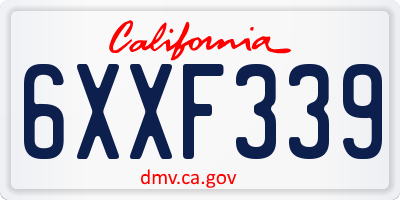 CA license plate 6XXF339