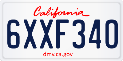 CA license plate 6XXF340