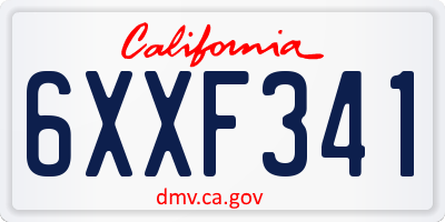 CA license plate 6XXF341