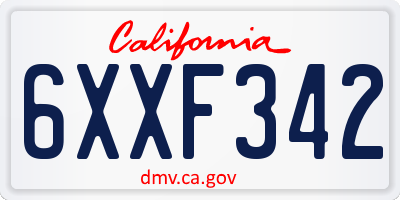 CA license plate 6XXF342