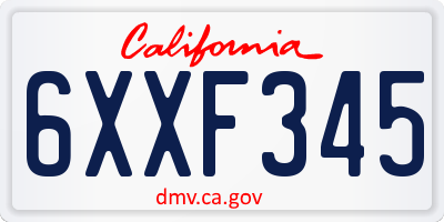 CA license plate 6XXF345