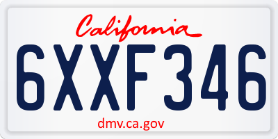 CA license plate 6XXF346