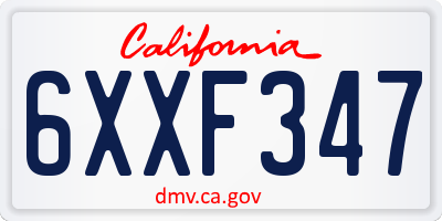 CA license plate 6XXF347