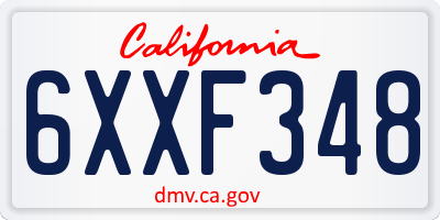 CA license plate 6XXF348