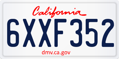 CA license plate 6XXF352