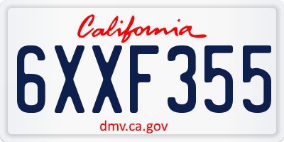 CA license plate 6XXF355