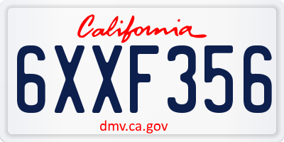 CA license plate 6XXF356