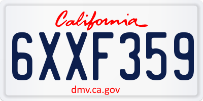 CA license plate 6XXF359