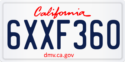 CA license plate 6XXF360