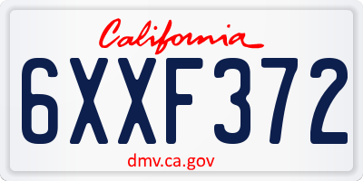 CA license plate 6XXF372