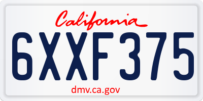 CA license plate 6XXF375