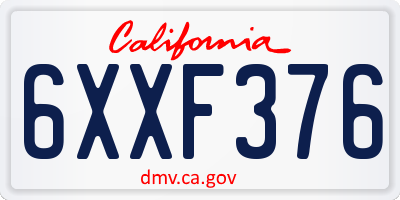 CA license plate 6XXF376