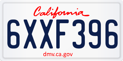 CA license plate 6XXF396