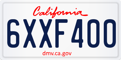 CA license plate 6XXF400