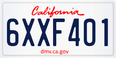 CA license plate 6XXF401