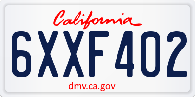CA license plate 6XXF402