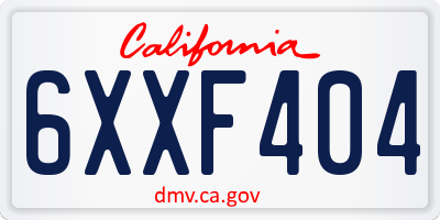 CA license plate 6XXF404