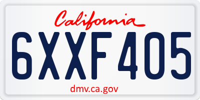 CA license plate 6XXF405
