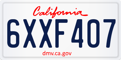 CA license plate 6XXF407