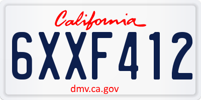 CA license plate 6XXF412
