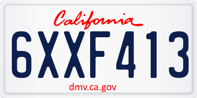 CA license plate 6XXF413