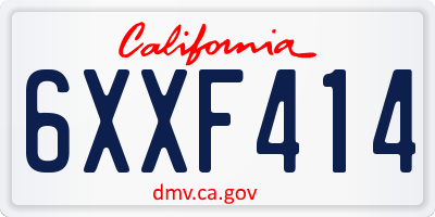 CA license plate 6XXF414