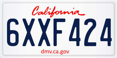 CA license plate 6XXF424